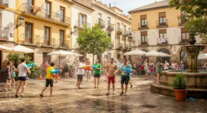 Turistas en España enfrentan nueva atracción_ La guerra del agua pistola